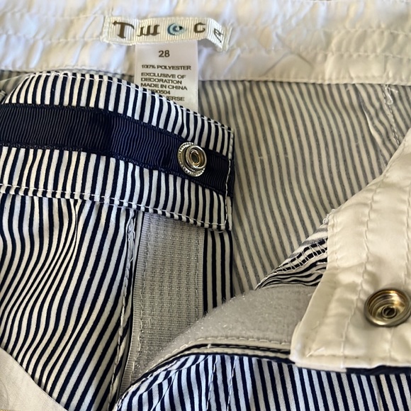 Swim trunks 28 TW 👁 CE Navy Pinstripe Swimming Unlined Velcro Fly 9 Inseam - Picture 11 of 11